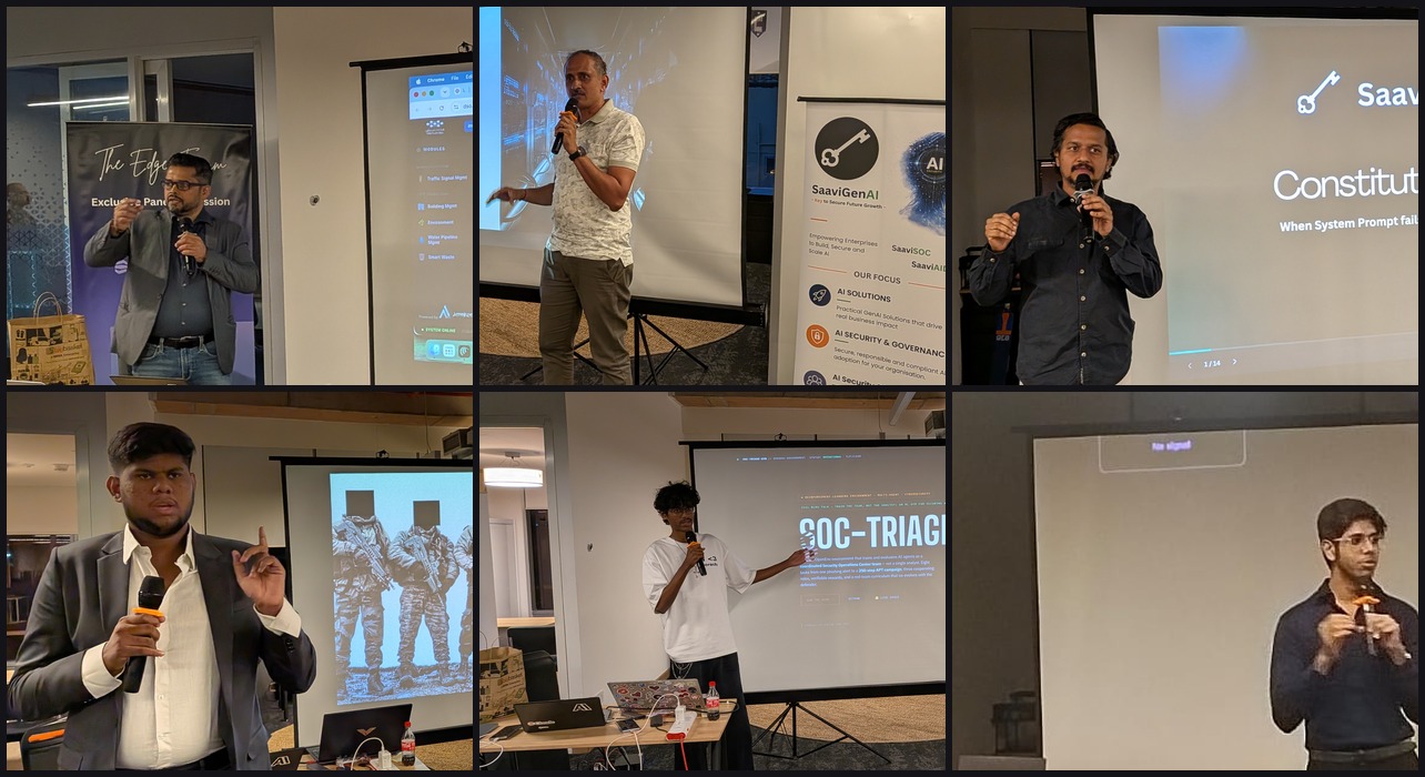 Collage of speakers presenting at the Anthropic CCCL AI Security event